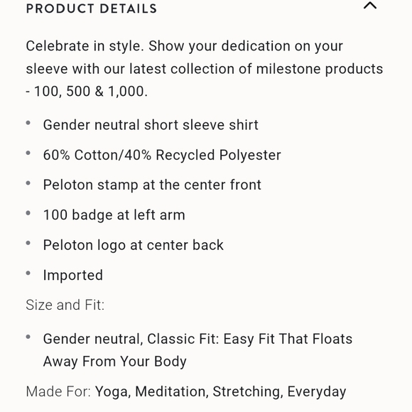 Peloton Black Milestone Tee Century 100 Unisex Small - Picture 5 of 5